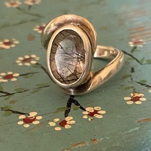 Rutilated Quartz and Sterling Silver Ring Size 6